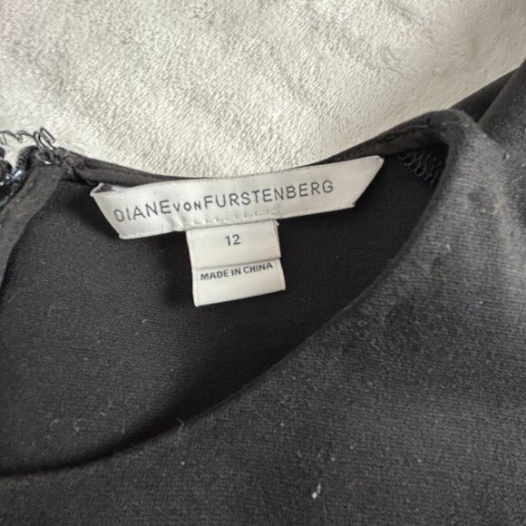 Diane Von Furstenberg Womens Black Sleeveless Evita Sheath Dress Size 12 Stretch - Picture 3 of 10